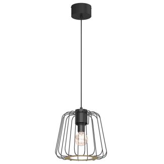 LUMINEX 9727 żyrandol Trad short shade black/wood decor 1xE27