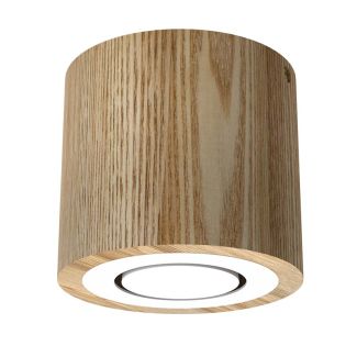 LUMINEX 9744 Downlight drewno + metalowy ring w kolorze białym 1xGU10