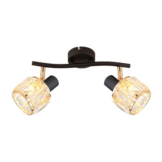 CANDELLUX 92-30177 Dubai lampa sufitowa listwa czarny 2x40W E14 klosz różowy złoty kryszt transp