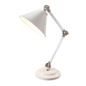 ELSTEAD Provence Element PV-ELEMENT-WPN 1 Light Mini Table Lamp - White/Polished Nickel