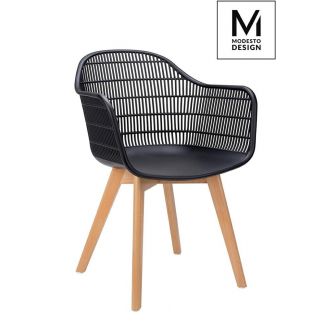 Modesto Design PW502T.ASCH MODESTO krzesło BASKET ARM WOOD czarne - polipropylen, nogi jesionowe