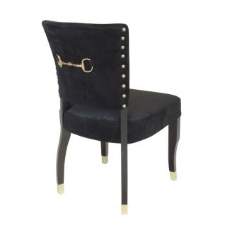 Marcello Vanetti Krzesło nowoczesne tapicerowane czarny welur złote wykończenia Megan 52/63/88 cm AH-D15C-01-1DMV