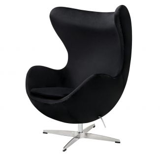 King Home JH-026.BLACK.111 Fotel EGG CLASSIC VELVET czarny - welur, podstawa aluminiowa