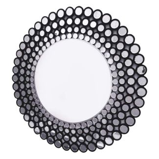 ARTEHOME AH 13155 Lustro okrągłe Ines C 120cm w stylu glamour w ramie z mniejszych czarnych lustrzanych kółek