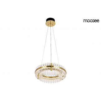 Moosee MSE010100166 MOOSEE lampa wisząca SATURNUS 47 DUO złota - LED, kryształ, stal szczotkowana