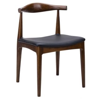 King Home WD-593.DARK.BROWN Krzesło ELBOW ciemnobrązowe - drewno jesion, ekoskóra czarna