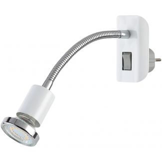 RABALUX Dobra 5673, spot, white/chrome, GU10 1X MAX 35W, flexible and plug-in design, with switch, with incl. lightsource 4,5W 350lm 3000K