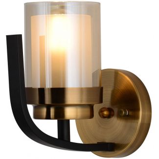LUMINA DECO LDW 1221-1 (BK+MD) LAMPA ŚCIENNA KINKIET LOFT CZARNO-MOSIĘŻNA BONTON W1