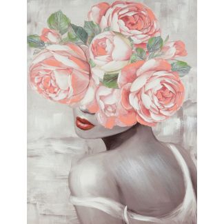EUROFIRANY 408870 Obraz ręcznie malowany na płótnie różowy