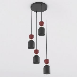 EMIBIG 1737/4PREM GAUDI 4PREM BLACK BURGUNDY Lampa wisząca