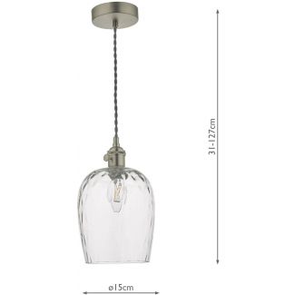 DAR HAD0161-03 HADANO 1LT SUSPENSION ANT CHR WITH CLEAR DIMPLED S