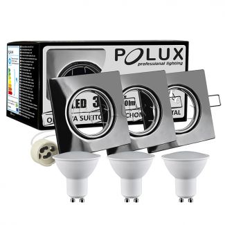 POLUX 305879 Oprawki LED OLIN-IQA90B1-250 kwadratowe czarne 3pak