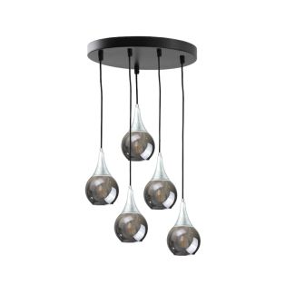 KETER 2140 Lampa wisząca 5xE27 LACRIMA SMOKY/SILVER