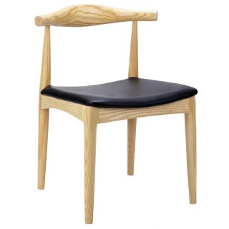 King Home WD-593.NATURAL Krzesło ELBOW naturalne - drewno jesion, ekoskóra czarna