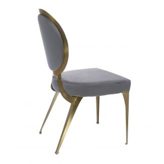 Artehome AH-299-1 gold/grey Krzesło nowoczesne tapicerowane w stylu Glamour Cassari Szary 45/55/89 cm
