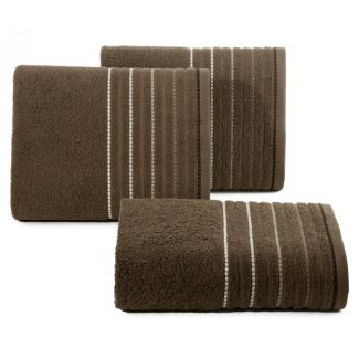 EUROFIRANY 403527 Ręcznik z ozdobną bordiurą w pasy brązowy 140X70