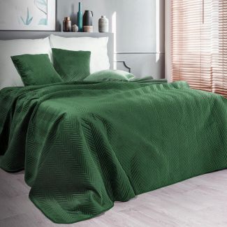EUROFIRANY 377785 Ekskluzywna narzuta na łóżko welwet pikowany zielony 260X230