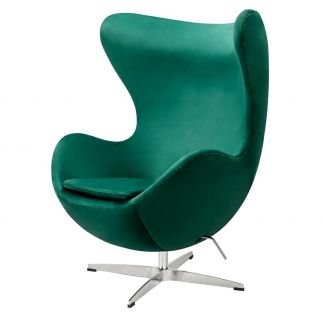 King Home JH-026.GREEN.93 Fotel EGG CLASSIC VELVET zielony - welur, podstawa aluminiowa