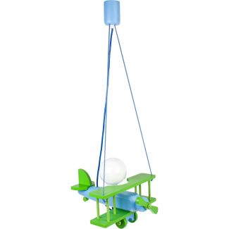 HELLUX 1041014 Lampa wisząca Samolot mały zielono-błękitny