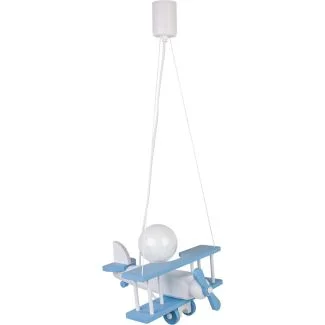 HELLUX 1041029 Lampa wisząca Samolot mały błękitno-biały