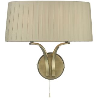 DAR CRI0929 CRISTIN 2LT WALL LIGHT ANT BRA CW TAUPE RIBBON SHD
