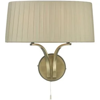 DAR CRI0929 CRISTIN 2LT WALL LIGHT ANT BRA CW TAUPE RIBBON SHD