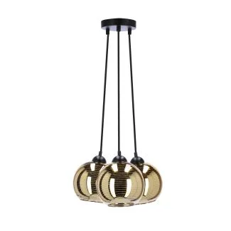 CANDELLUX 33-11961 TRIO LAMPA WISZĄCA CZARNY 3X60W E27 KLOSZ ZŁOTY