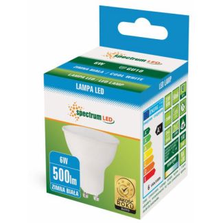 SPECTRUMLED 13266 Żarówka LED GU10 230V 6W SMD CW z MLECZNĄ SZYBKĄ biała SPECTRUM