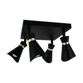 IDEUS 04322 LORETA SPT E14 4D BLACK/GOLDEN Oprawa ścienno-sufitowa