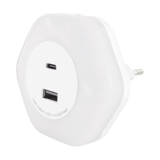 IDEUS 04535 OZIL LED 0,3W USB A+C NW Lampka wtykowa LED