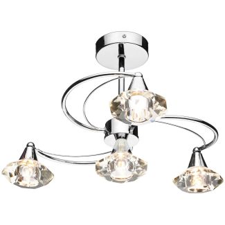 DAR LUT0450 LUTHER 4LT SEMI FLUSH CW CRYSTAL GLASS POL CHR