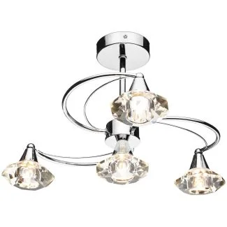 DAR LUT0450 LUTHER 4LT SEMI FLUSH CW CRYSTAL GLASS POL CHR