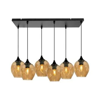 CANDELLUX 36-00620 ASPA LAMPA WISZĄCA CZARNY 6X40W E27 KLOSZ BRĄZOWY