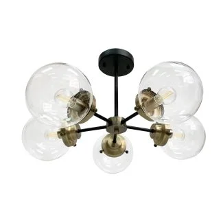 CANDELLUX 35-01306 LENS LAMPA SUFITOWA CZARNY+PATYNOWY 5X40W E14 KLOSZ BEZBARWNY