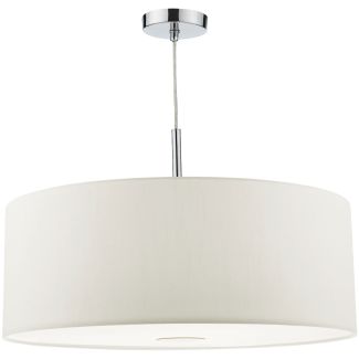 DAR RON172 RONDA 3LT PENDANT 60CM DRUM WHITE FAUX SILK