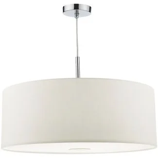 DAR RON172 RONDA 3LT PENDANT 60CM DRUM WHITE FAUX SILK