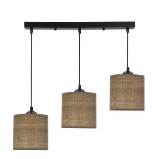 CANDELLUX 33-18335 LEGNO LAMPA WISZĄCA CZARNY 15 3X40W E27 ABAŻUR ORZECHOWY