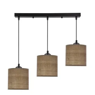 CANDELLUX 33-18335 LEGNO LAMPA WISZĄCA CZARNY 15 3X40W E27 ABAŻUR ORZECHOWY