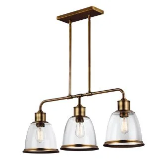 ELSTEAD Hobson FE-HOBSON-3P-AB 3 Light Island Chandelier Aged Brass