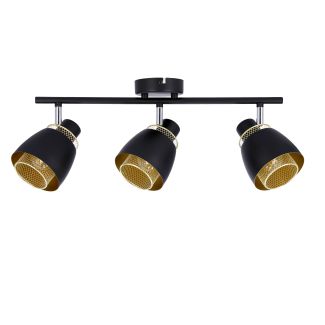 CANDELLUX 93-13767 ALEKSANDRIA LAMPA SUFITOWA LISTWA CZARNY 3X40W E14 KLOSZ CZARNY+ZŁOTY