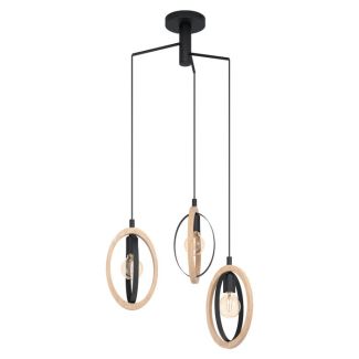 EGLO 43463 LAMPA BASILDON OPRAWA WISZĄCA HL/3 Ø615 E27 SCHWARZ/HOLZ BASILDON