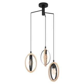 EGLO 43463 LAMPA BASILDON OPRAWA WISZĄCA HL/3 Ø615 E27 SCHWARZ/HOLZ BASILDON