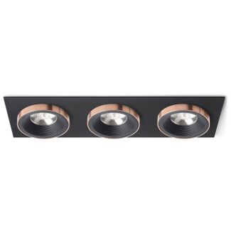 RENDL R13264 SHARM SQ III wpuszczana czarna/czarna miedź 230V LED 3x10W 24° 3000K
