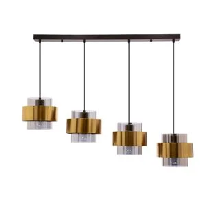 CANDELLUX 34-09517 SPIEGA LAMPA WISZĄCA CZARNY+MOSIĘŻNY 4X60W E27 KLOSZ DYMIONY