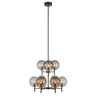 MARKSLOJD 107921 CROWN lampa wisząca 9L Czarna/Przydymiony