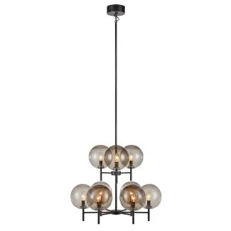 MARKSLOJD 107921 CROWN lampa wisząca 9L Czarna/Przydymiony