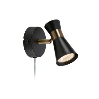 MARKSLOJD 108625 FOLIE lampa ścienna 1L Black/Antique Brass
