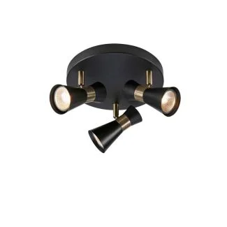 MARKSLOJD 108626 FOLIE lampa sufitowa Round 3L Black/Antique Brass