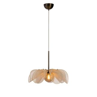 MARKSLOJD 108659 STYRKA lampa wisząca 1L 63cm Beige/ Antique Brass/Amber