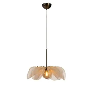 MARKSLOJD 108659 STYRKA lampa wisząca 1L 63cm Beige/ Antique Brass/Amber